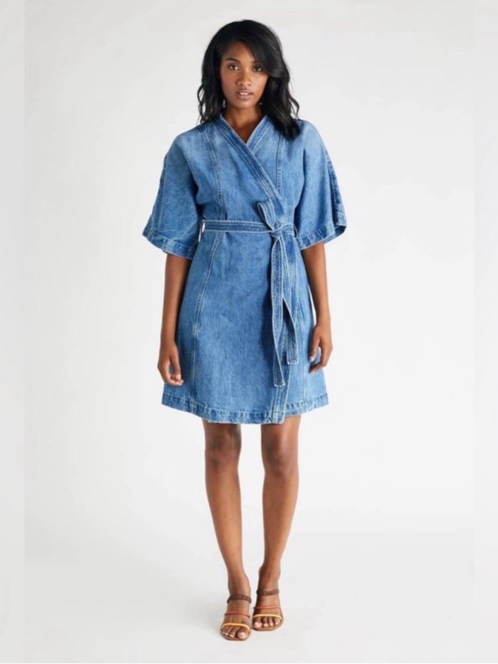 Elodie Denim Wrap Dress in Compton Creek
